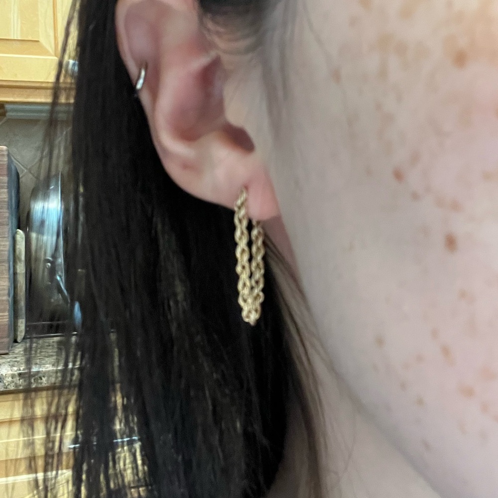 Gold Rope Chain Earring - Picture 2 of 5